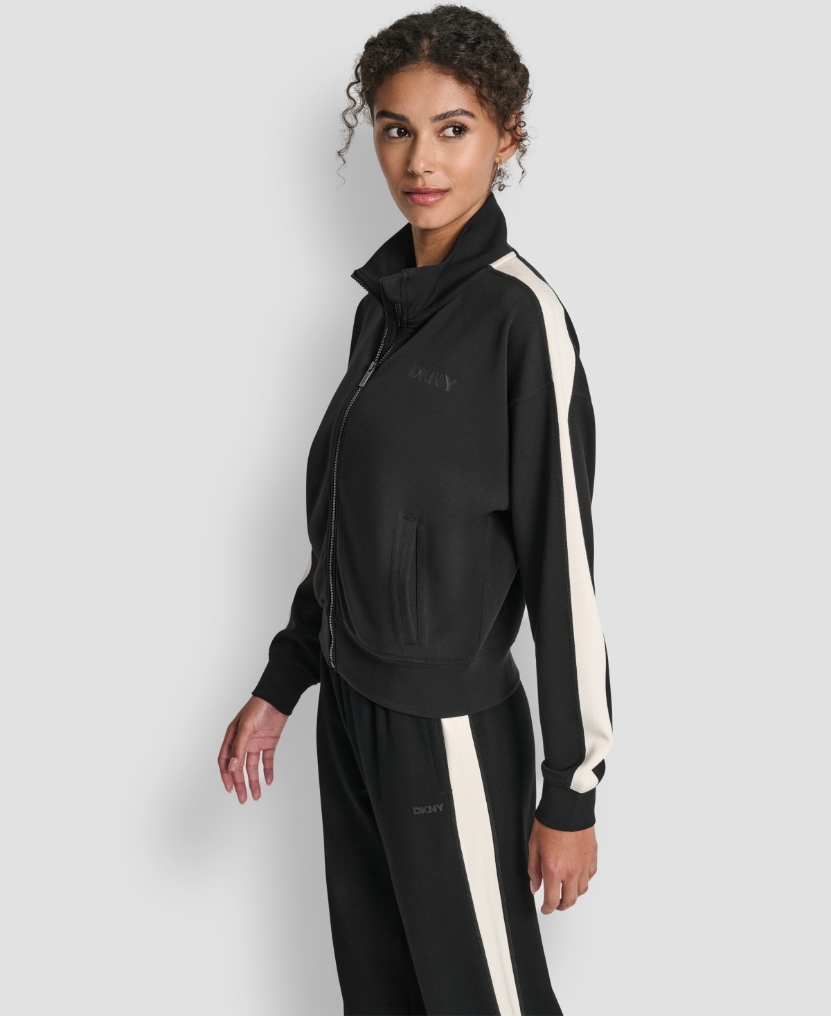 Dkny Women's Full Zip Mock Neck Track Jacket In Multi
