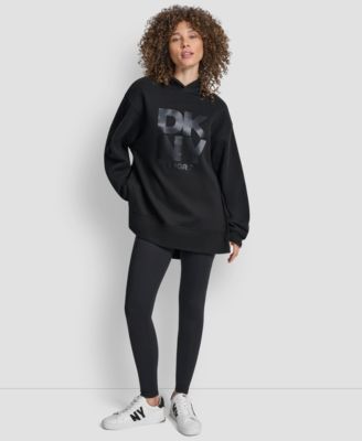 DKNY - Women's Satin Logo Oversized Tunic Hoodie