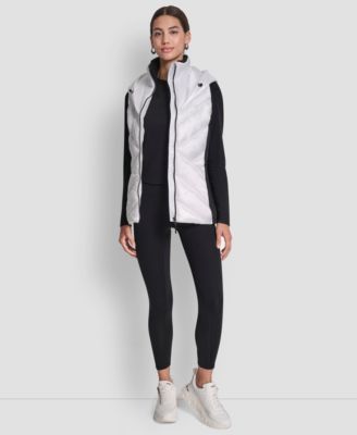 Women's Contrast Collar Hooded Puffer Vest