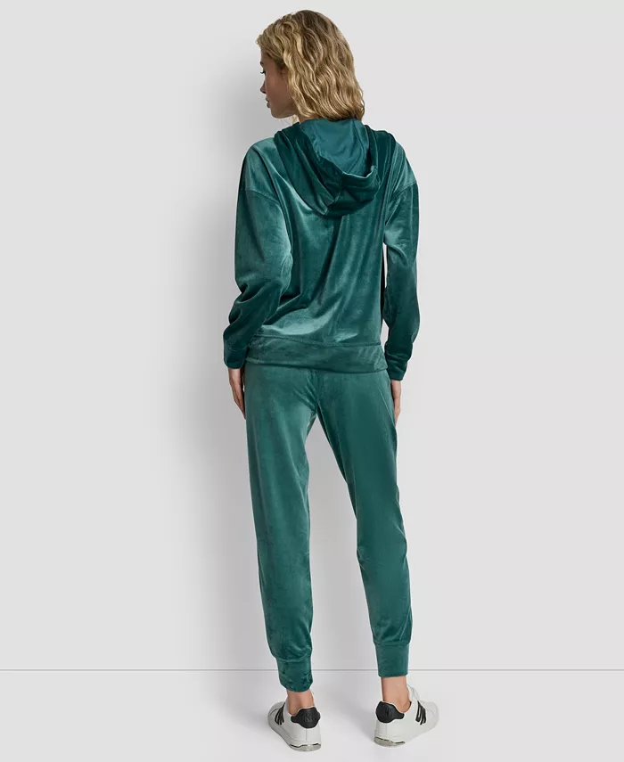 Women's Platinum Velour Rhinestone Logo Full-Zip Hoodie - thumbnail 5