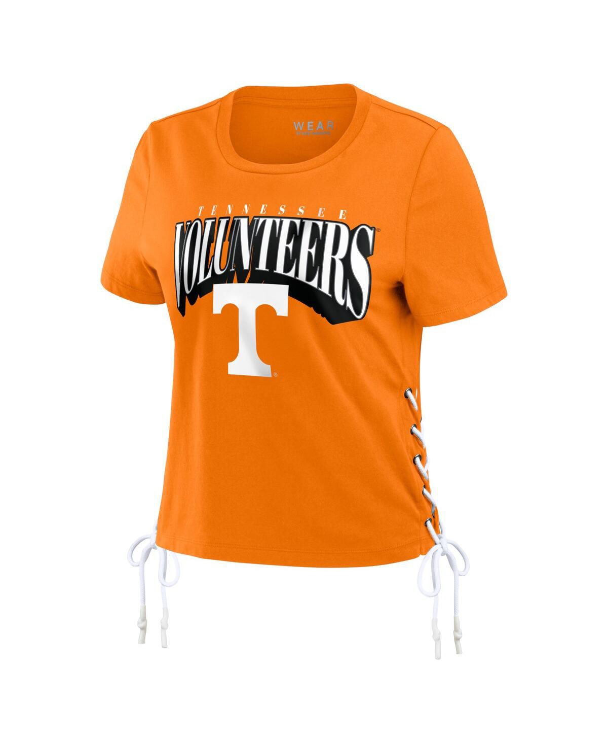Wear By Erin Andrews Women'stennessee Orange Tennessee Volunteers Side Lace-up Modest Crop T-shirt In Orange