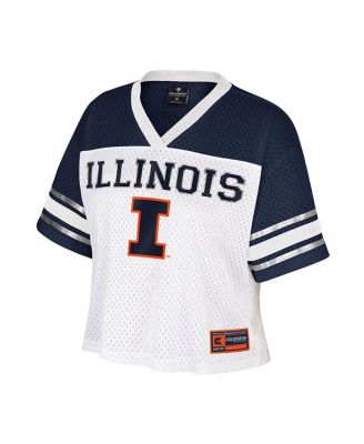 Women's White Illinois Fighting Illini Treasure Cropped Football Jersey