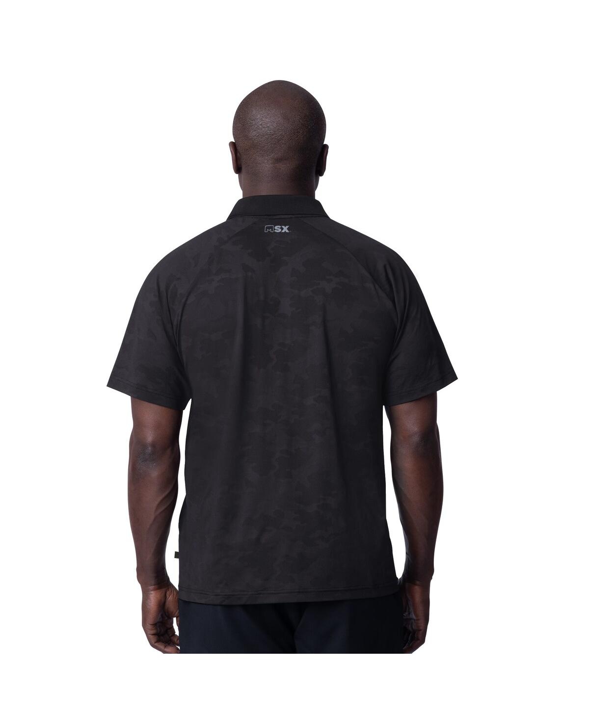 Msx By Michael Strahan Men's Black Las Vegas Raiders Baseline Raglan Polo Shirt In Black