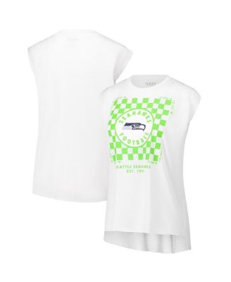 WEAR by Erin Andrews - Women's White Seattle Seahawks Checker Muscle Tank Top