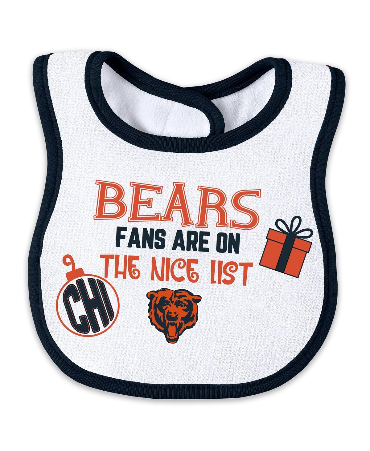 Wear By Erin Andrews Baby Boys And Girls 2-piece Chicago Bears Allover Print Full-zip Sleeper Bib Set In White