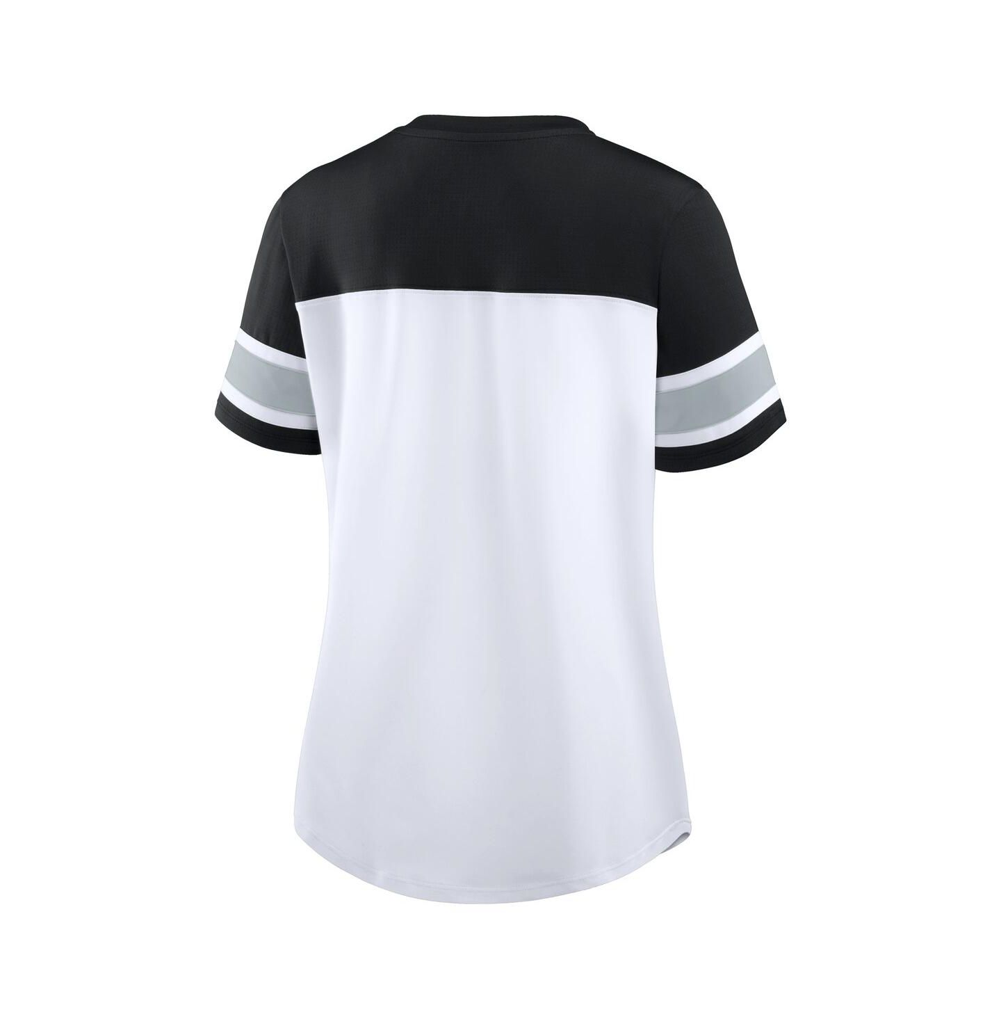 Женская футболка Fanatics White/Black Las Vegas Raiders Athena Lace-Up V-Neck — фото 3