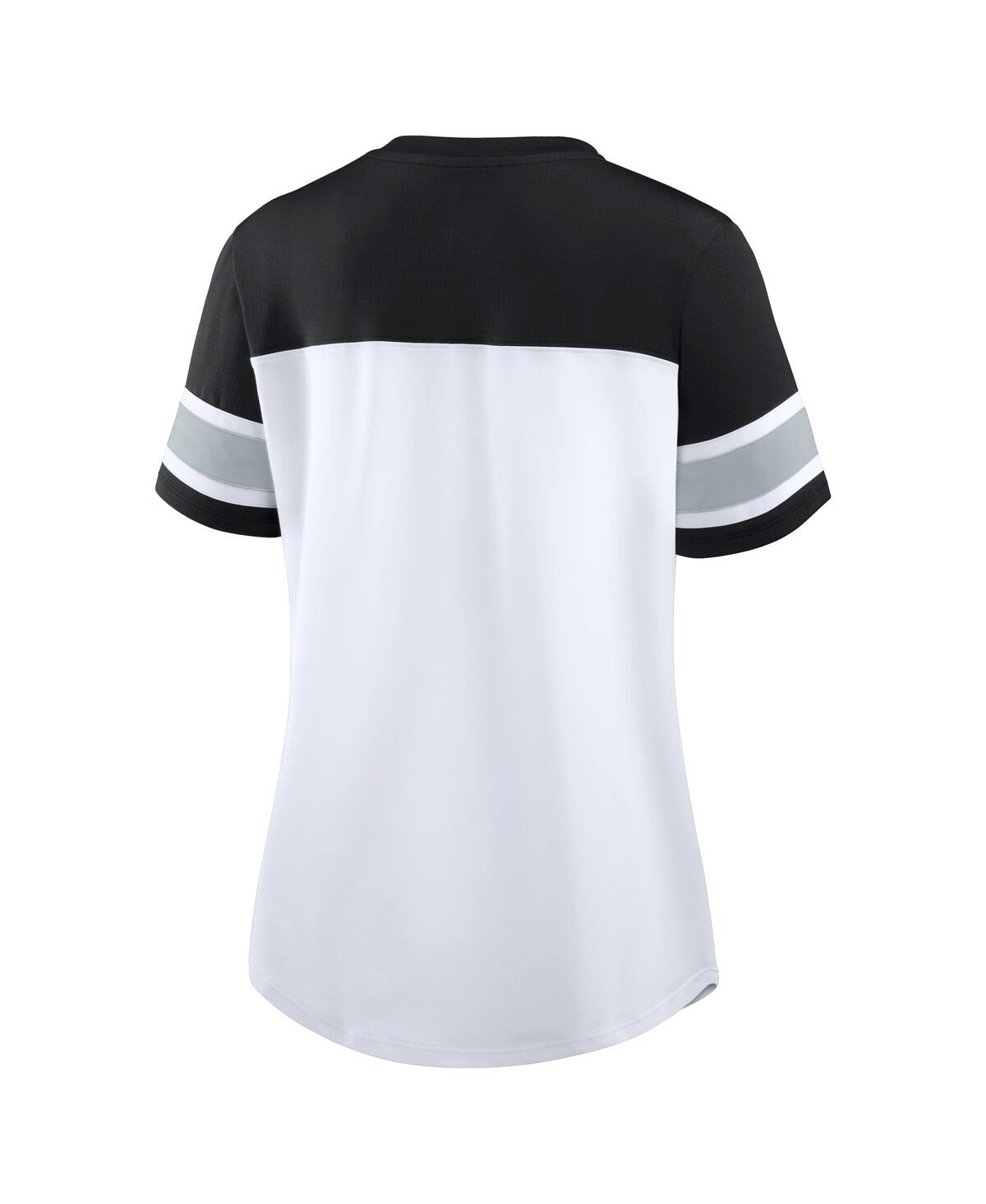 Fanatics Women's White/black Las Vegas Raiders Athena Lace-up V-neck T-shirt In Multi