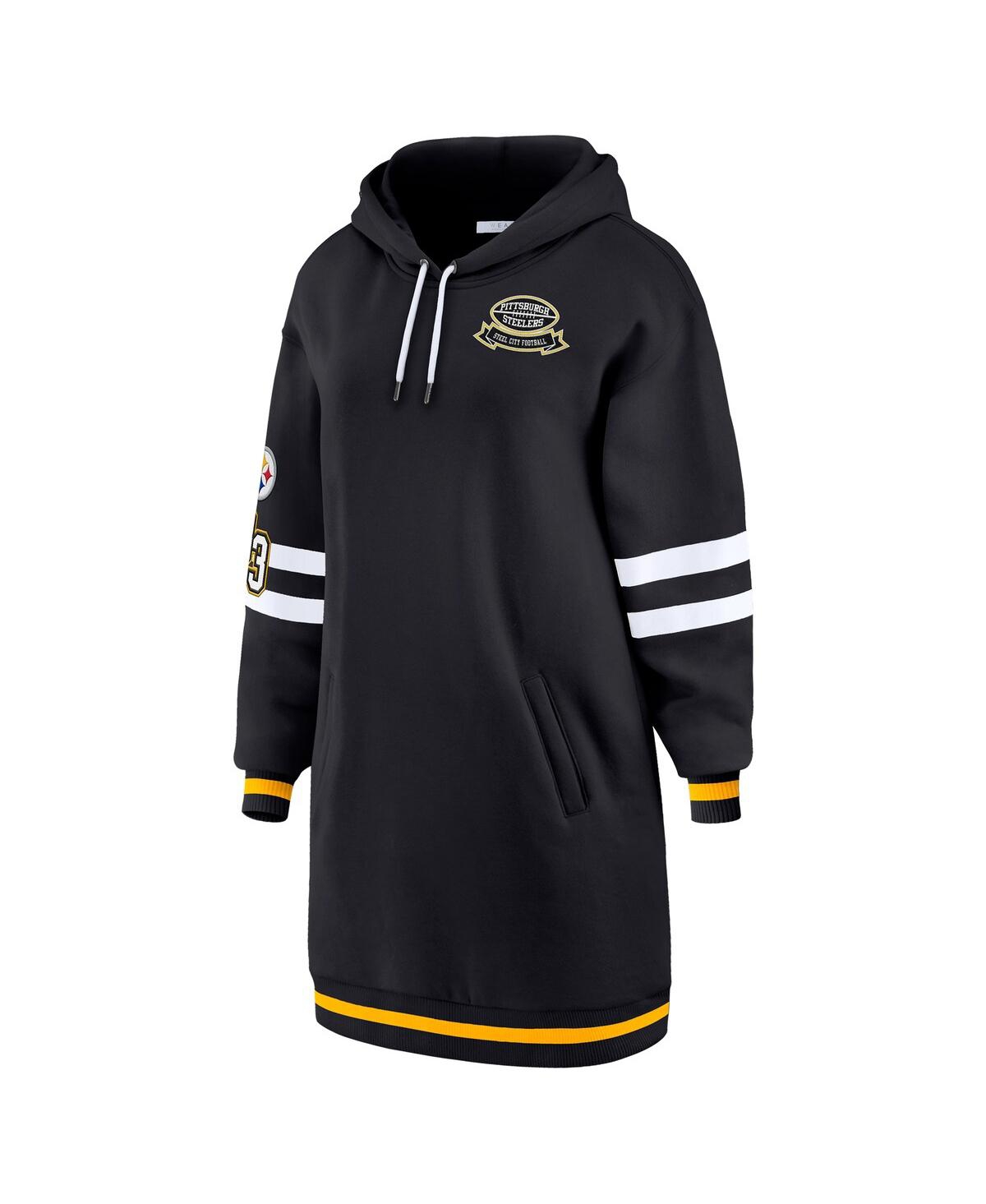 Wear By Erin Andrews Women's Black Pittsburgh Steelers Hoodie Dress In Black