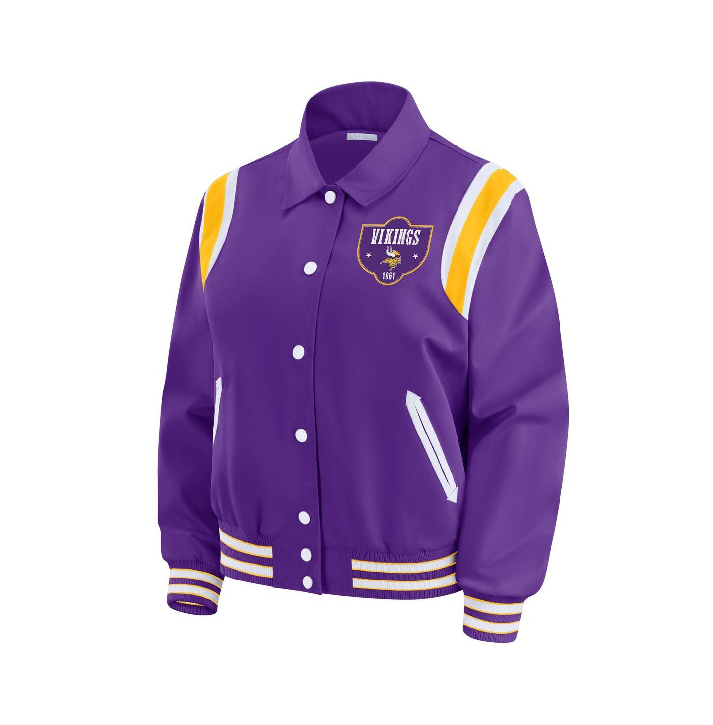 Женская куртка WEAR by Erin Andrews Purple Minnesota Vikings Varsity Lightweight Full-Snap — фото 2