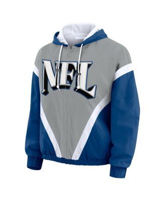 Women's Silver/Blue Shield Merchandise Retro Crinkle Full-Zip Hoodie Windbreaker Jacket