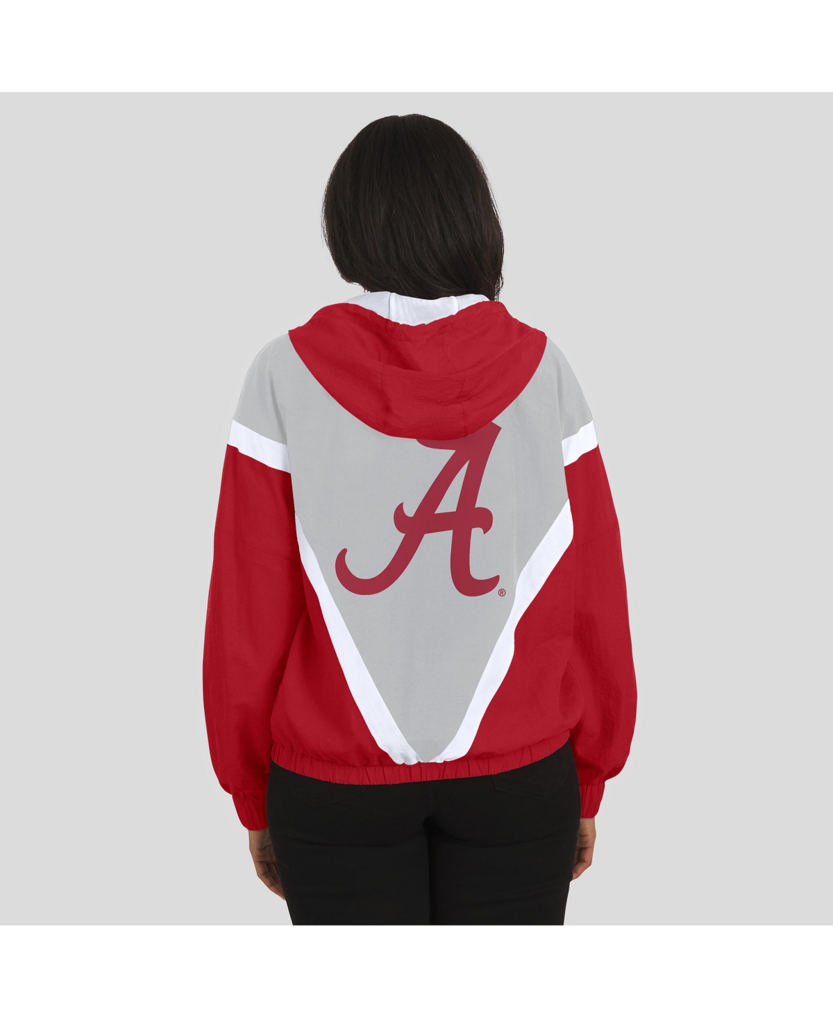 Wear By Erin Andrews Women'scrimson/gray Alabama Crimson Tide Color Block Full-zip Hoodie Windbreaker Jacket