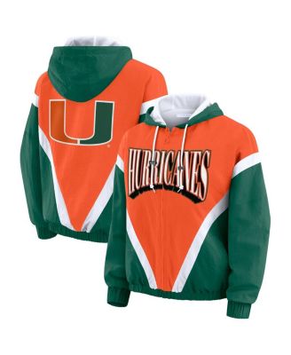 Women's Orange/Green Miami Hurricanes Color Block Full-Zip Hoodie Windbreaker Jacket