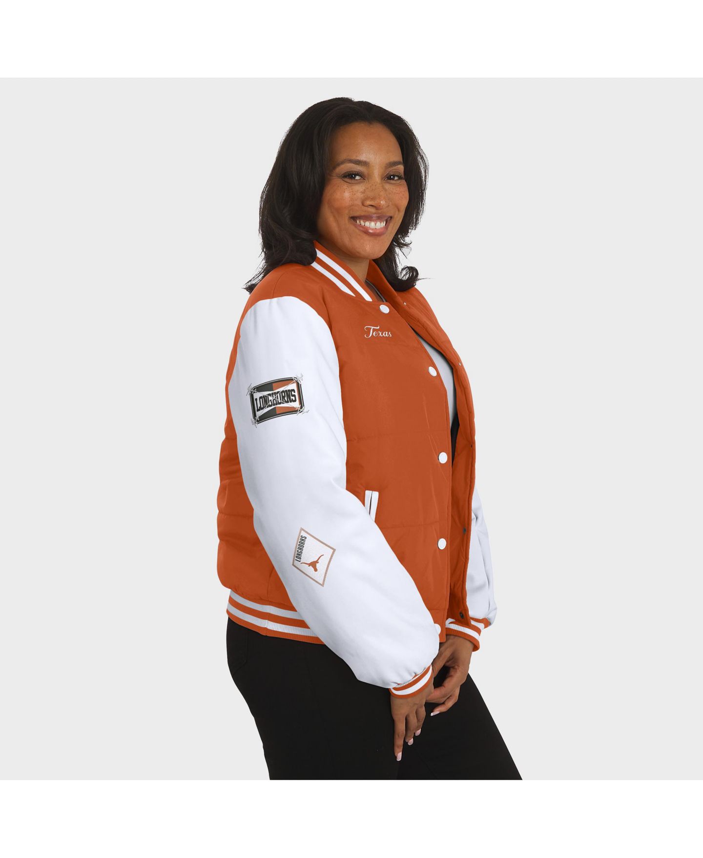 Женская куртка WEAR by Erin Andrews Burnt Orange Texas Longhorns Varsity Puffer — фото 5