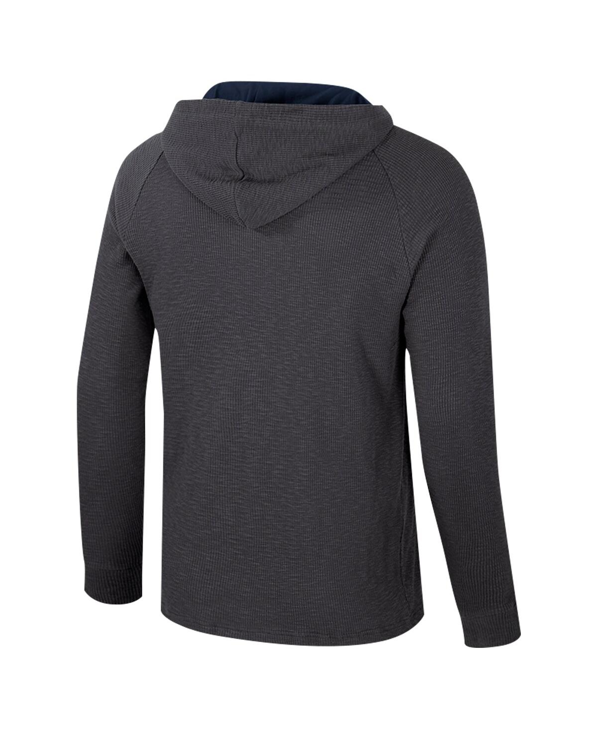 Colosseum Men's Charcoal Michigan Wolverines Dujour Ralgan Long Sleeve Henley Hoodie T-shirt In Blue