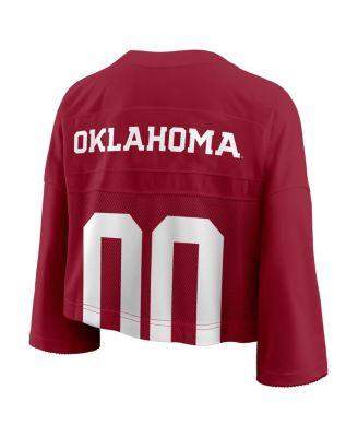 Women's Crimson Oklahoma Sooners Cropped Mesh Dri-FIT Fashion Jersey