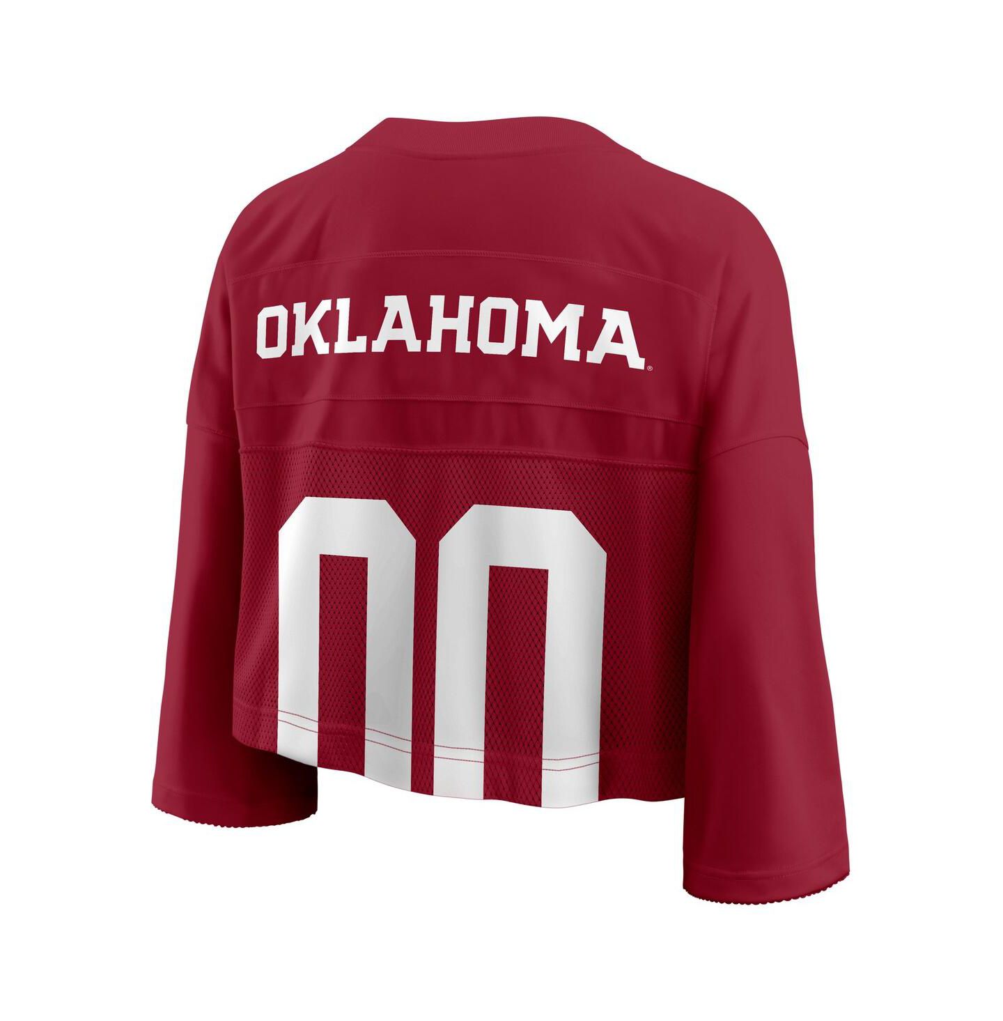 Женский топ Jordan Crimson Oklahoma Sooners Cropped Mesh Dri-FIT Fashion Jersey — фото 3