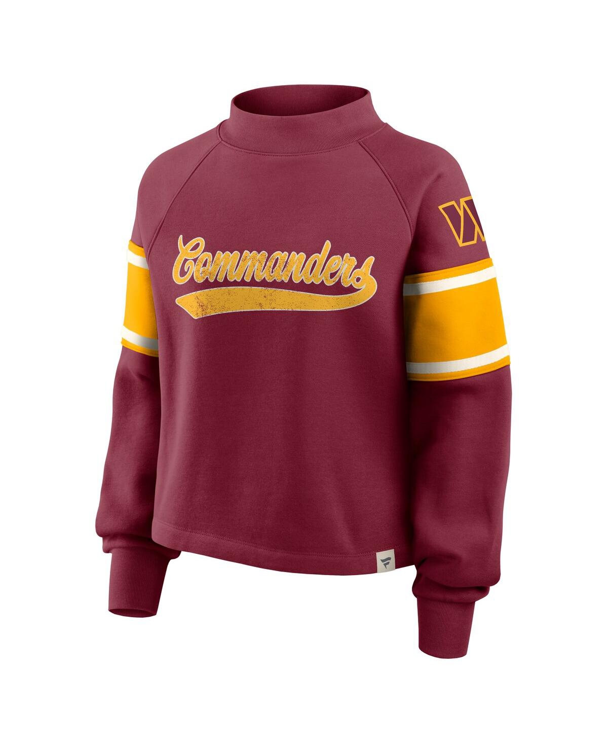 Fanatics Women's Burgundy Washington Commanders Oversized Hometown Toss Sweep Mock Neck Pullover Hoodie In Burgundy