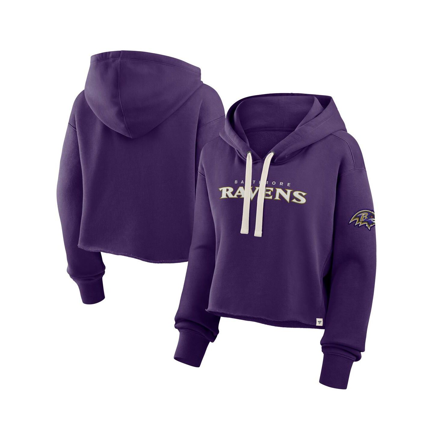 Женское худи Fanatics Purple Baltimore Ravens Oversized Hometown Heritage Cropped — фото 1