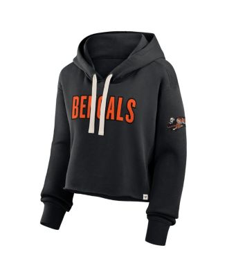 Women's Black Cincinnati Bengals Oversized Hometown Heritage Cropped Hoodie