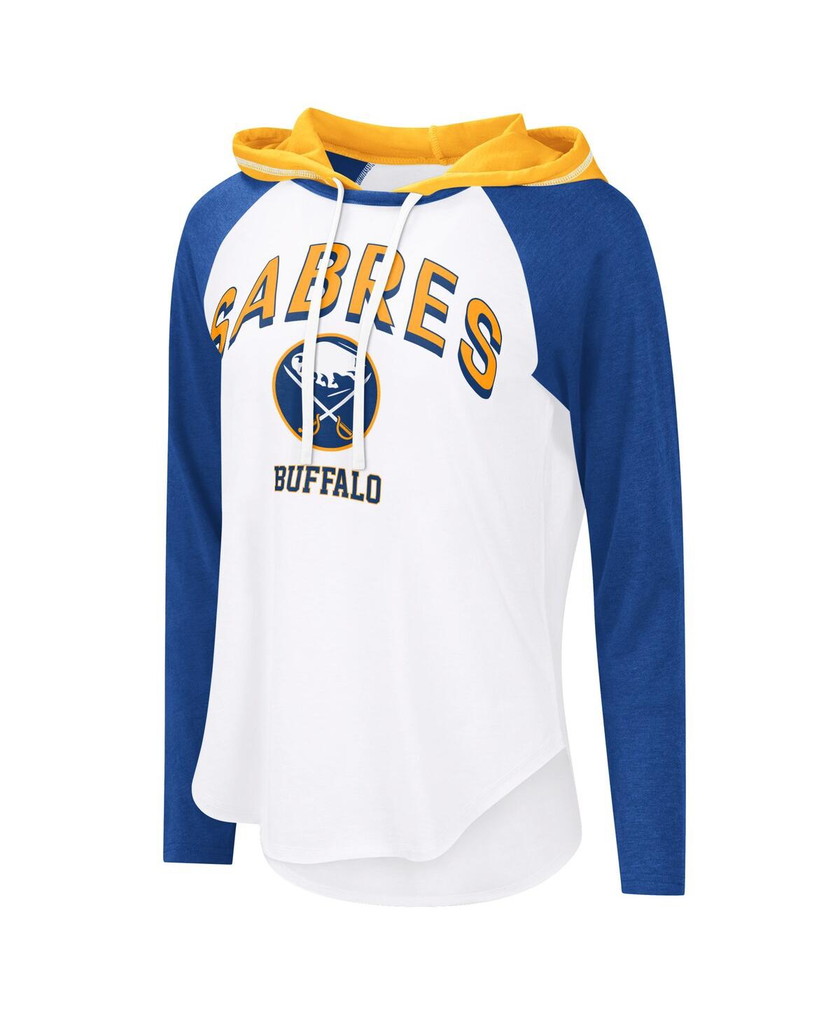 G-iii 4her By Carl Banks Women'sâ White Buffalo Sabres Vip Raglan Long Sleeve Hoodie T-shirt In White