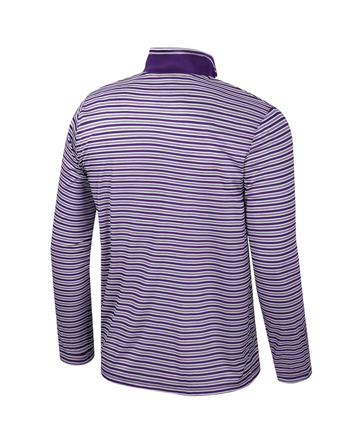 Colosseum Men'spurple Clemson Tigers Striped Quarter-zip Hoodie In Purple
