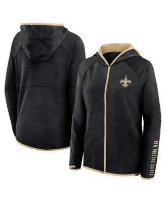 Fanatics - Women's Black New Orleans Saints Redzone End Around Pass Raglan Full-Zip Hoodie