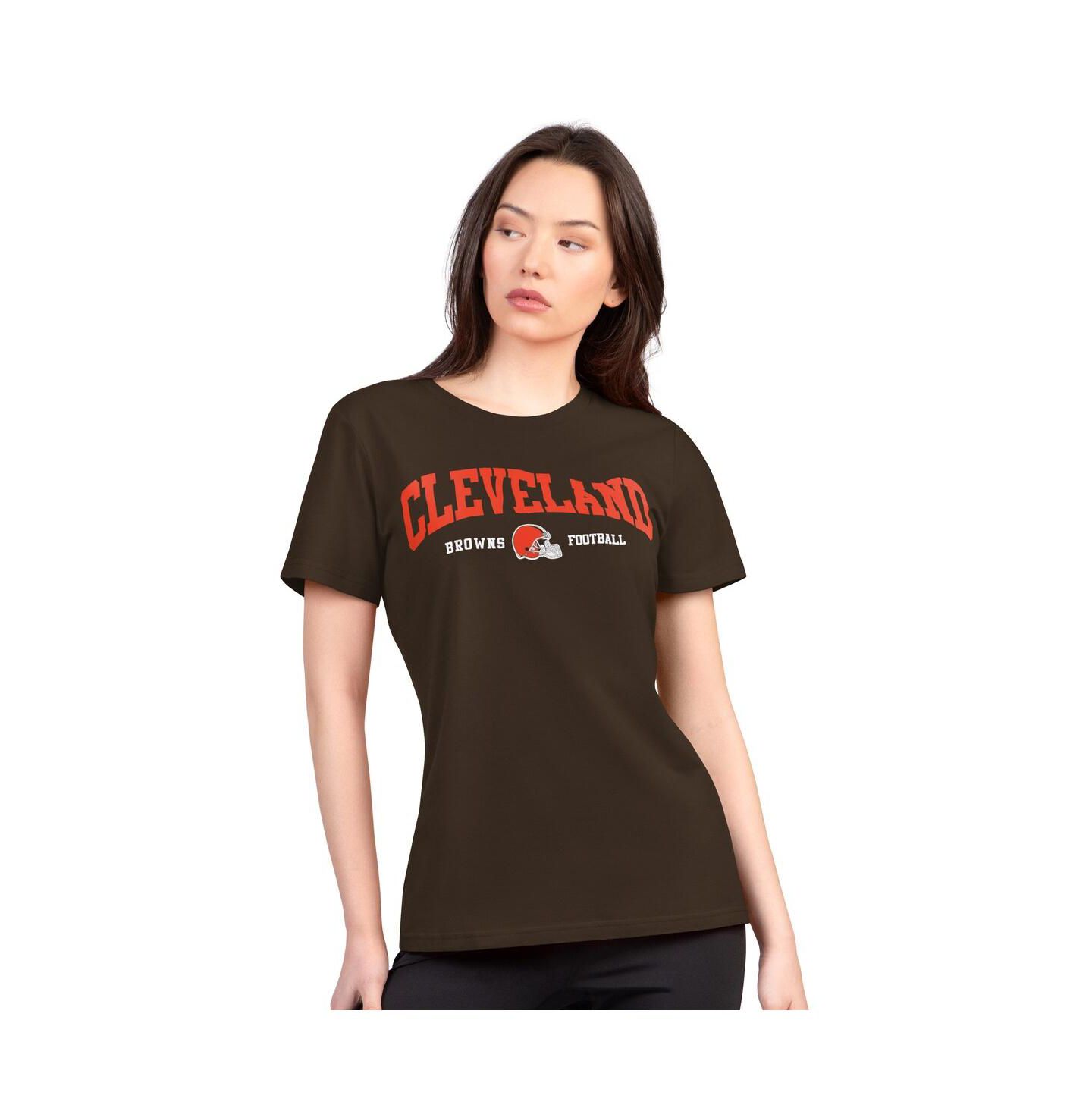 Женская футболка G-III 4Her by Carl Banks Brown Cleveland Browns Super-Slim Lightweight Winning Crew — фото 1