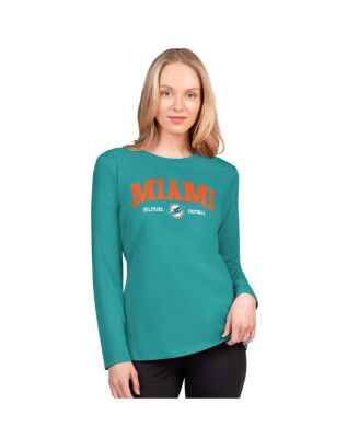 G-III 4Her by Carl Banks - Women's Aqua Miami Dolphins Best Play Long Sleeve T-Shirt