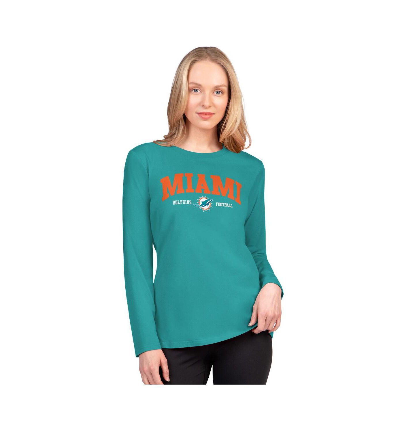 Женская футболка G-III 4Her by Carl Banks Aqua Miami Dolphins Best Play Long Sleeve — фото 1