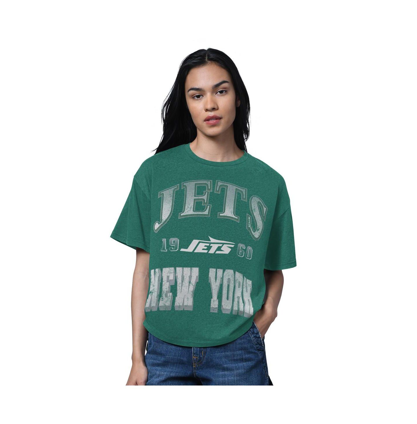 Женская футболка Starter Heather Green New York Jets Oversized Hall of Fame — фото 1
