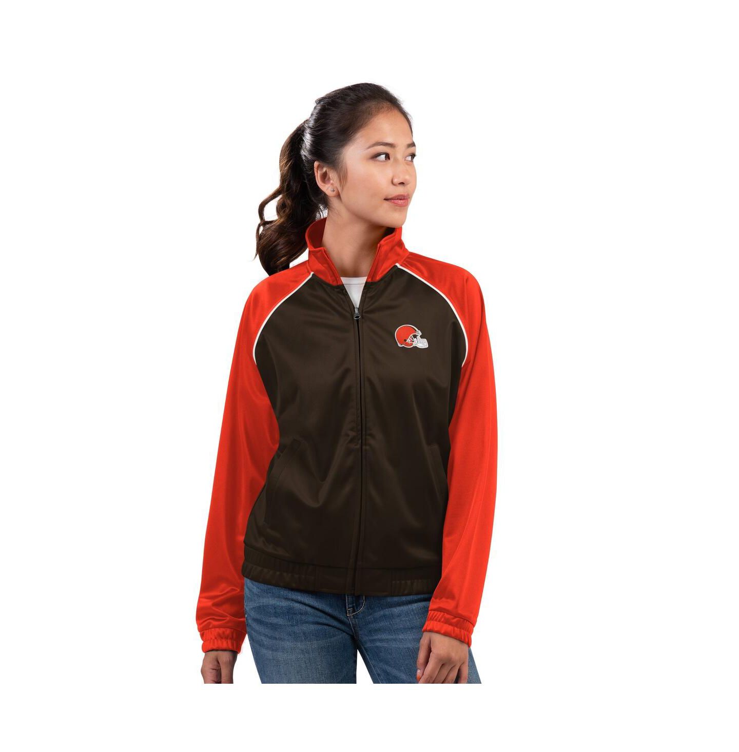 Женская куртка G-III 4Her by Carl Banks Brown Cleveland Browns Replay Full-Zip Track Jacket — фото 1
