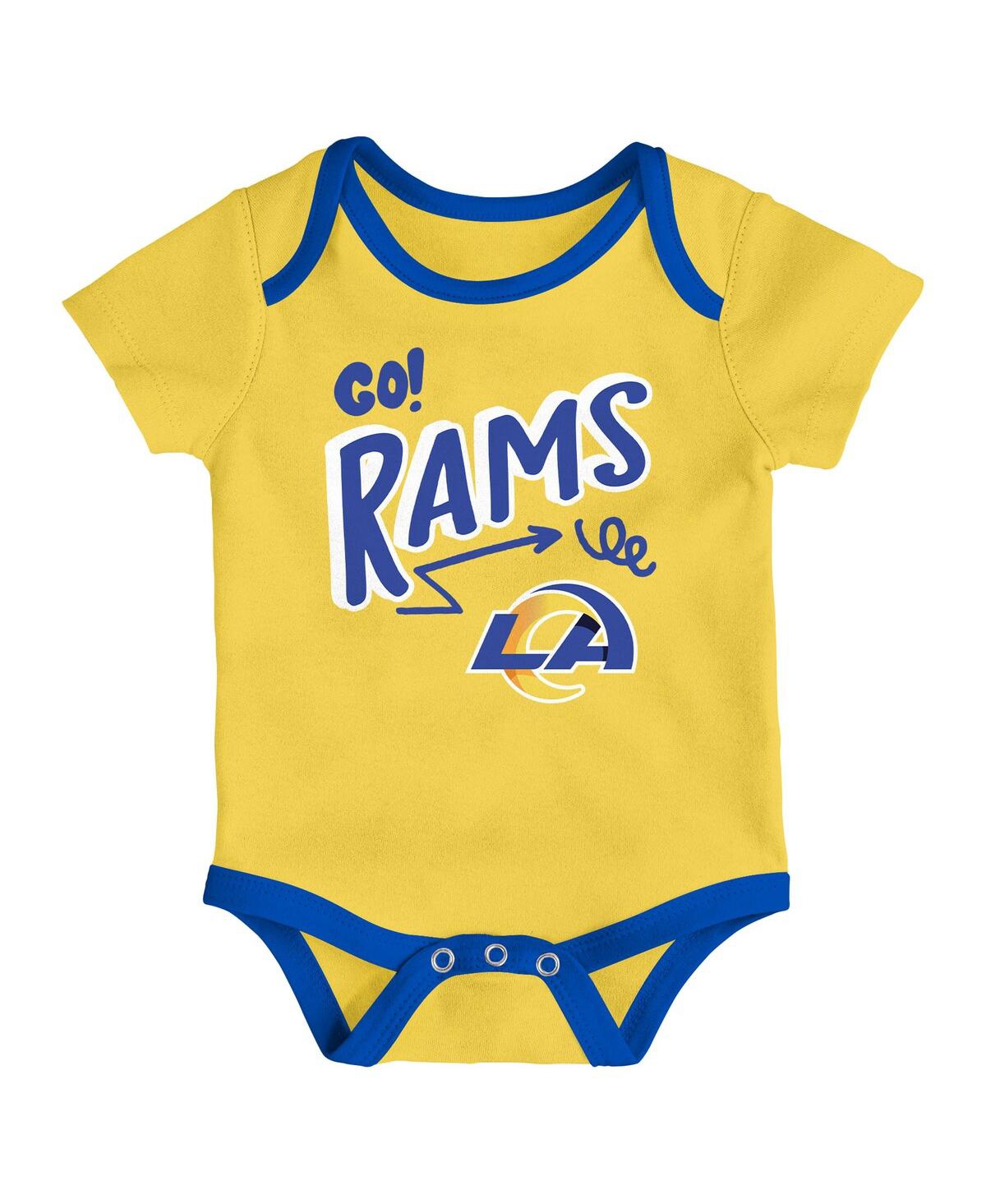 Outerstuff Baby Boys And Girls 3-piece Los Angeles Rams All Day Play Bodysuit Set In Yellow