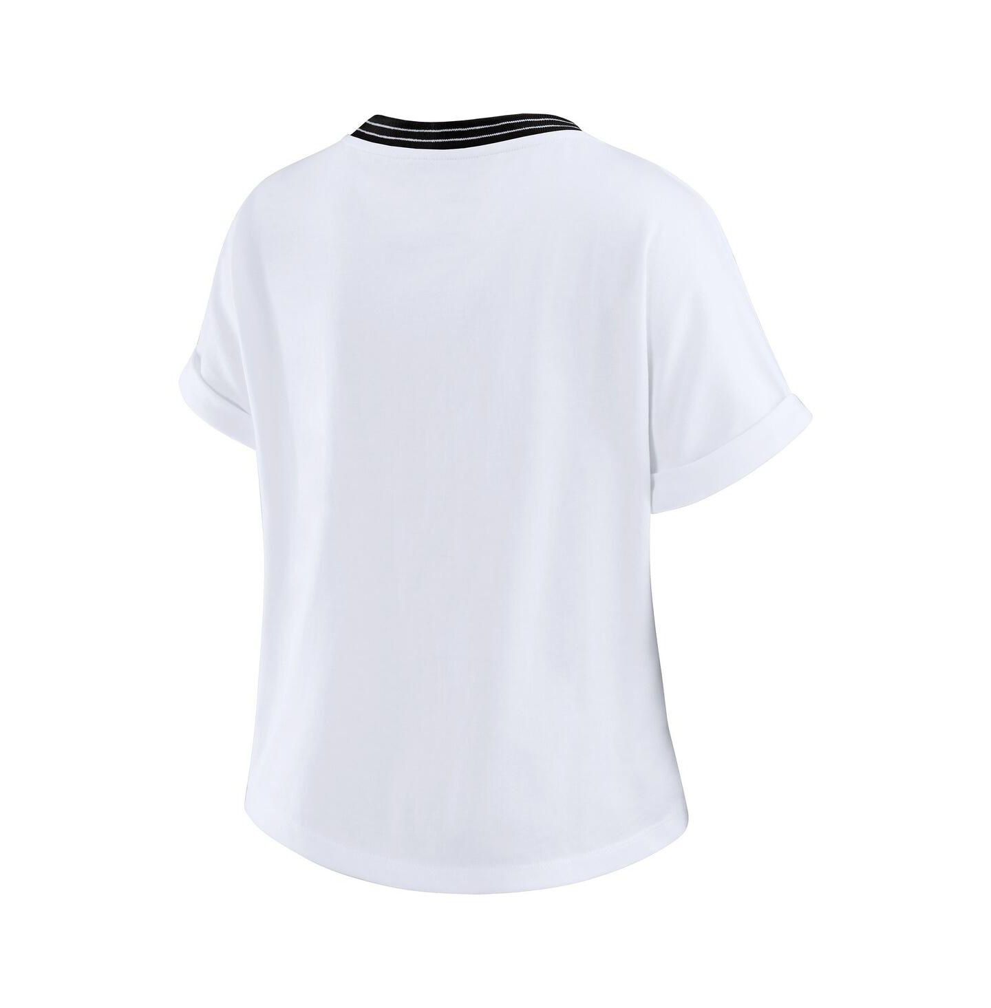 Женская футболка WEAR by Erin Andrews White Las Vegas Raiders Cropped Center Stripe Dolman — фото 3