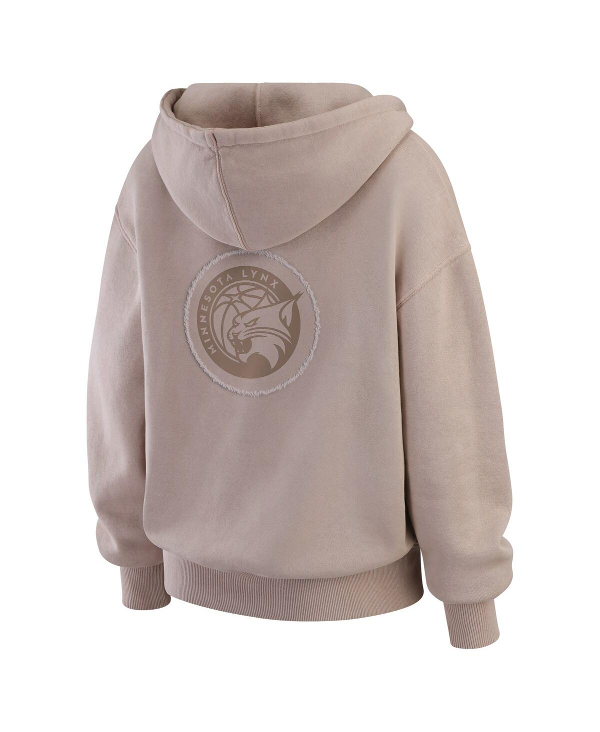 Wear By Erin Andrews Women's Tan Indiana Fever Washed Pullover Crewdie Hoodie In Neutral
