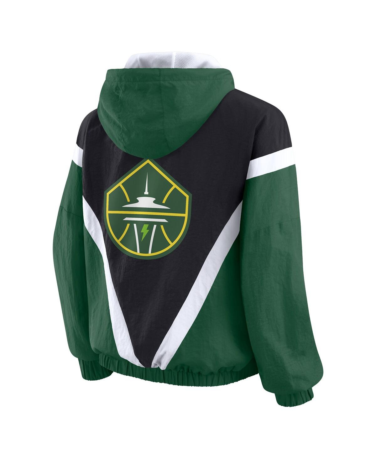 Wear By Erin Andrews Women'sgreen/black Seattle Storm Color Block Full-zip Hoodie Windbreaker Jacket In Green