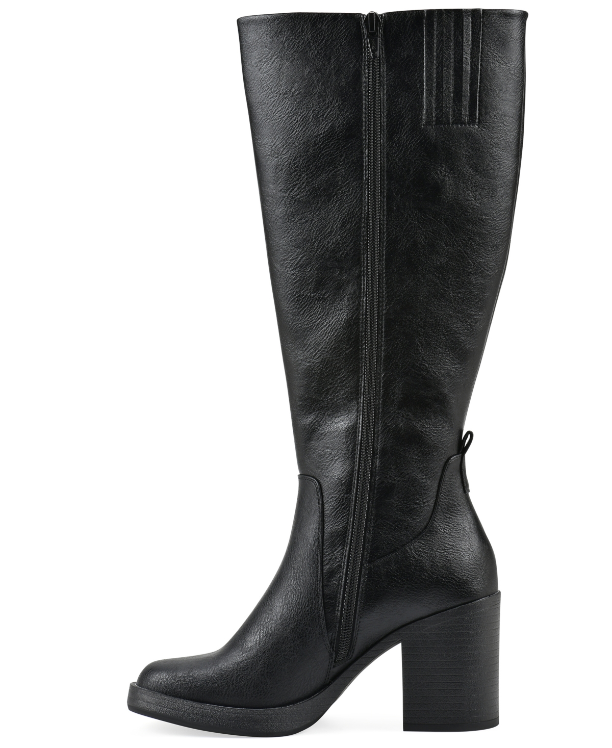 White Mountain Women's Mackle Tall Shaft Wide Calf Block Heel Boots In Black