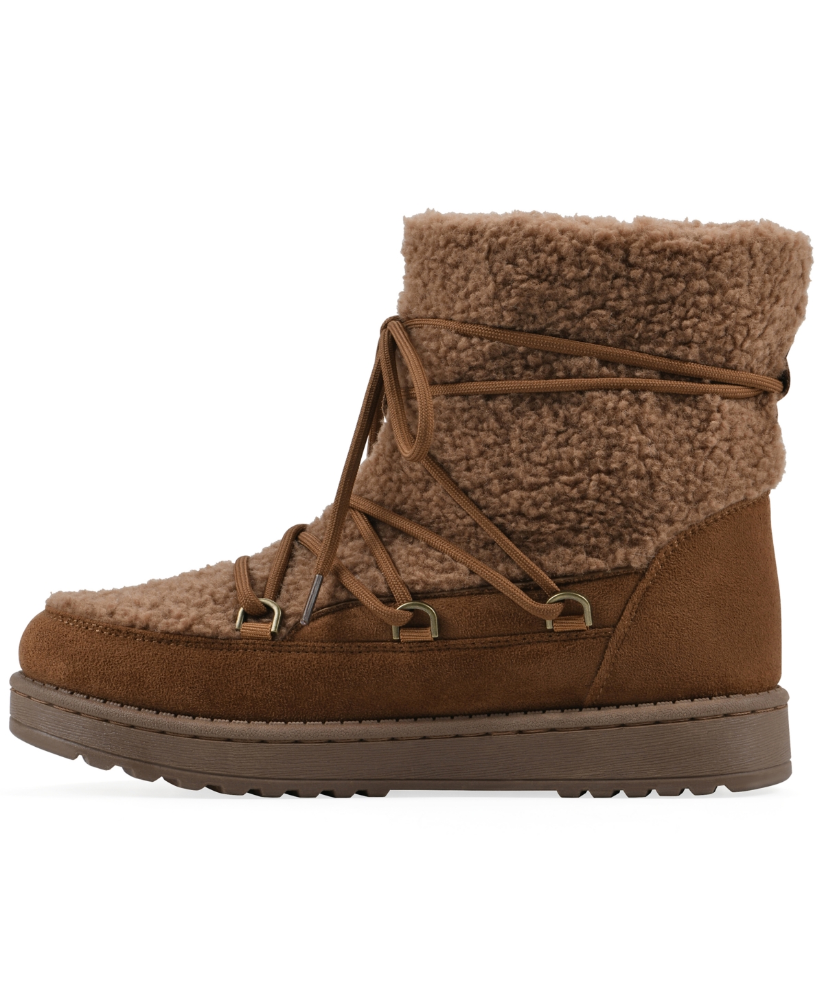 White Mountain Women's Isador Faux Sherpa Lace-up Boots In Brown