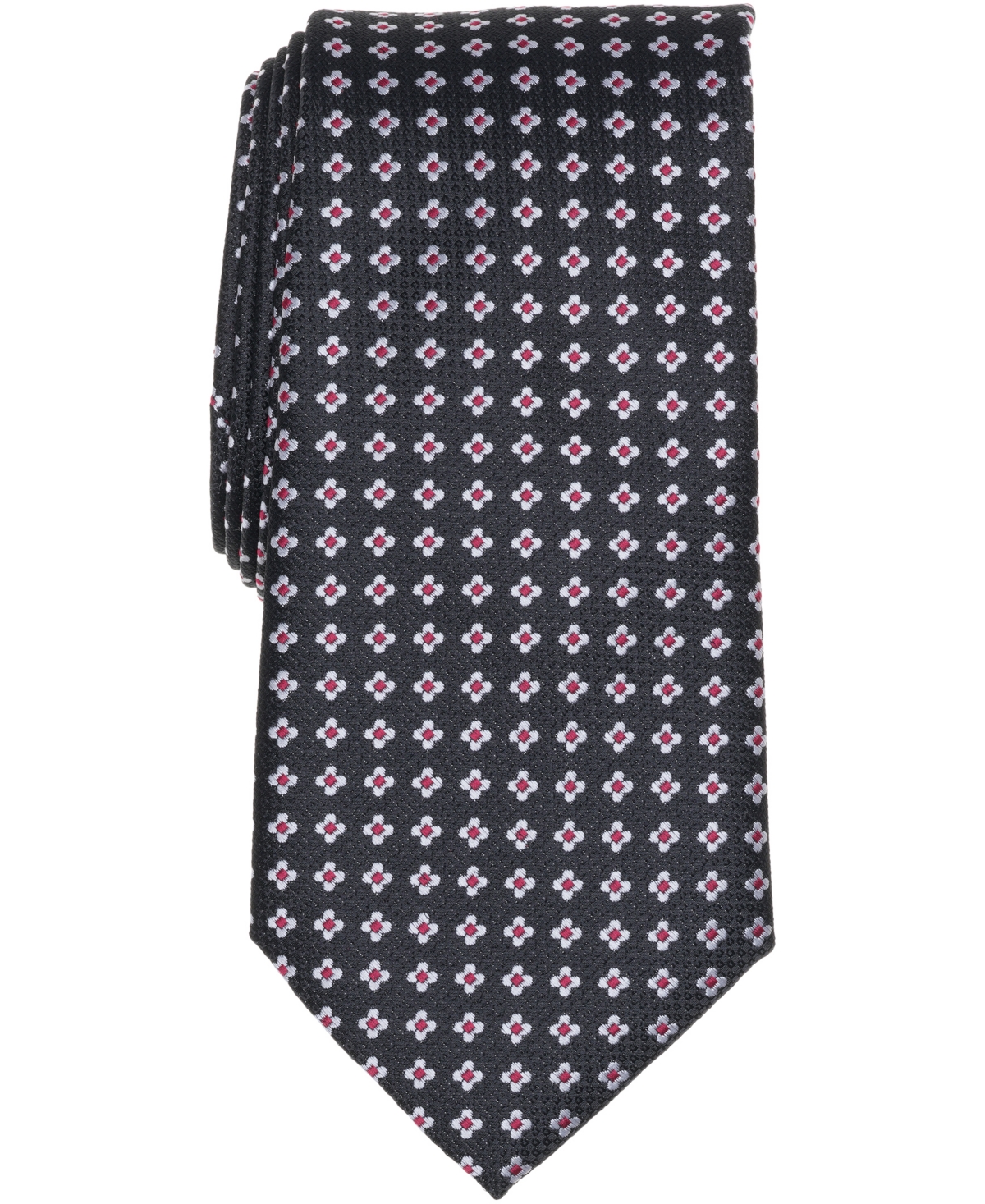 Club Room Men's Ascot Neat Pattern Tie, Macy's Exclusive In Black