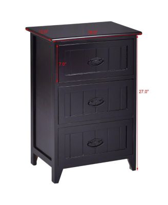 3 Drawers Nightstand End Table Storage Wood Side Bedside