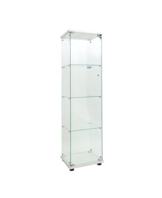 Glass Display Case Cabinet with Tempered Glass Doors Large Capacity and Safe Installation