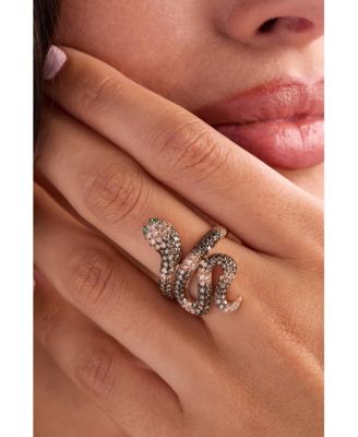 Ombr&eacute;&reg; Chocolate Ombr&eacute; Diamond (2 ct. t.w.) & Costa Smeralda Emeralds (1/20 ct. t.w.) Snake Ring in 14k Rose Gold
