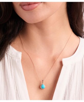 Robins Egg Blue Turquoise™ (1-3/4 ct. t.w.), Nude Diamond™ (1/6 ct. t.w.) & Chocolate Diamond&reg; (1/20 ct. t.w.) Pendant Necklace in 14k Rose Gold, 20"