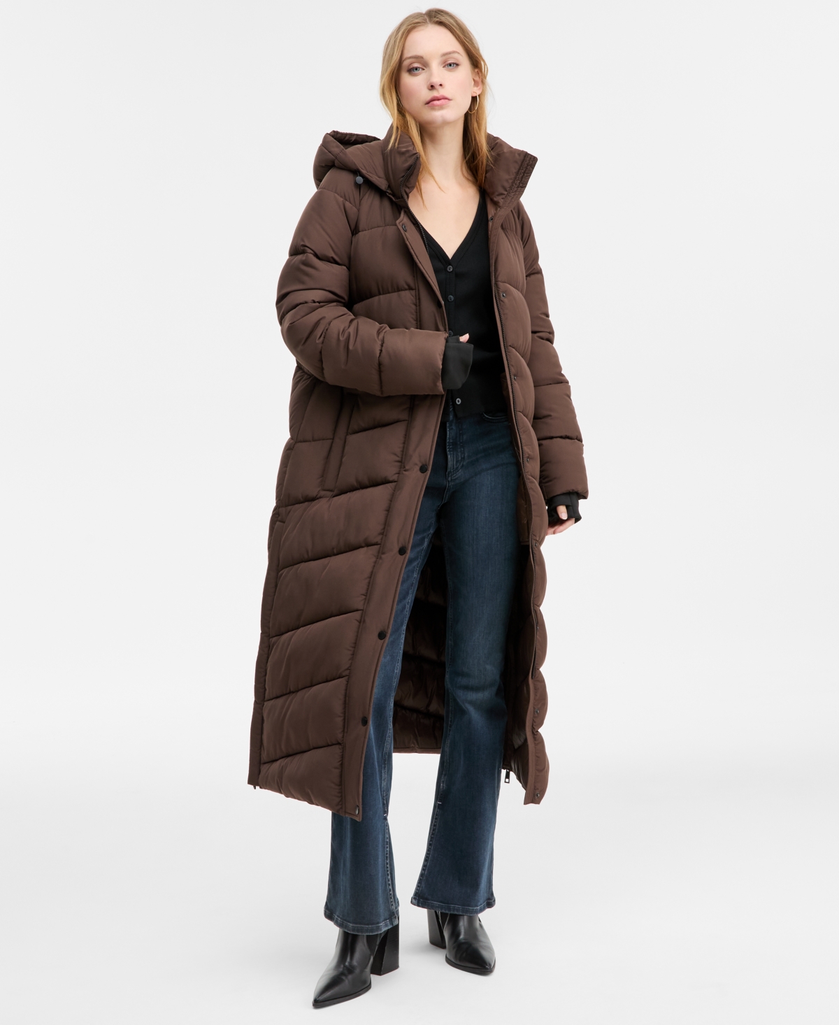 Bcbg Water Resistant Hooded Puffer Jacket In Brown