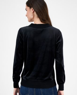 Women's V-Neck Velour Pullover Top, Macy's Exclusive