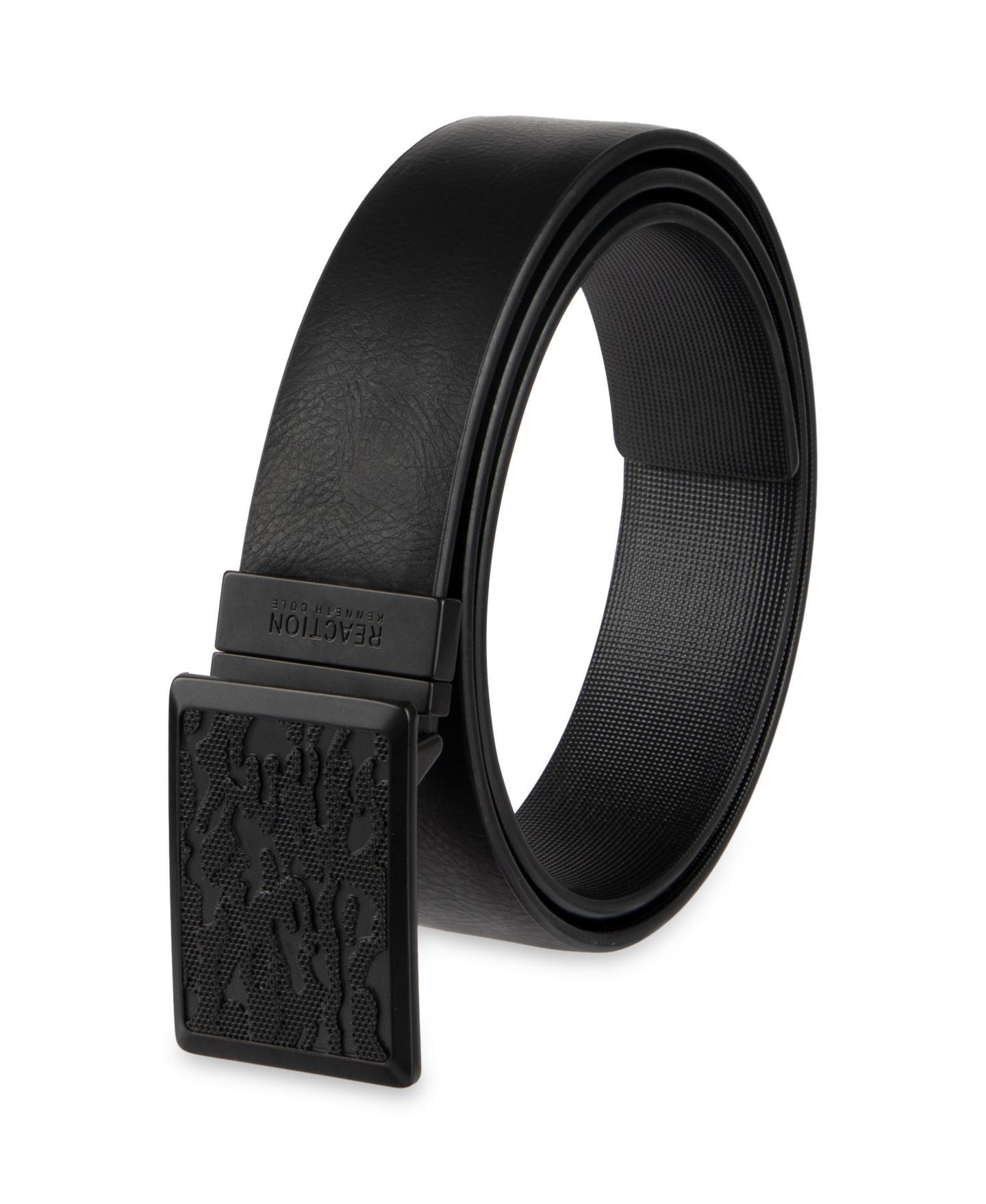 Мужской ремень Kenneth Cole Reaction Reversible Compression Plaque Buckle Belt, цвет: Чёрный — фото 3