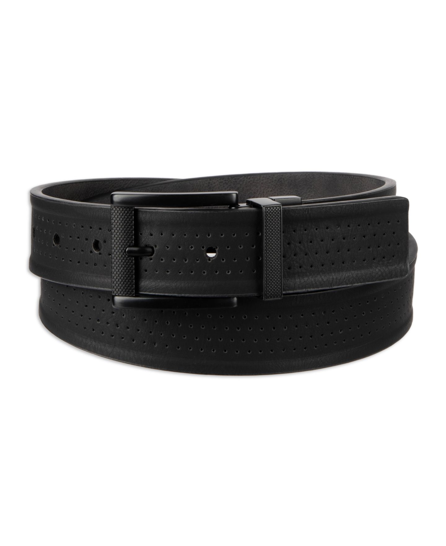 Мужской ремень Kenneth Cole Reaction Reversible Perforated Harne Belt, цвет: Чёрный / Серый — фото 1