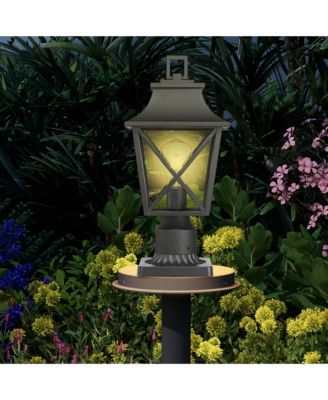 Black Outdoor Pole Lantern Light with Pier Mount Base for Garden and Patio 2-Pack