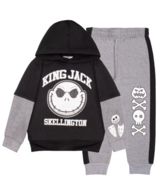 Nightmare Before Christmas Little Boys 2 Piece Fleece Hoodie and Jogger Pants Set - Black/gray