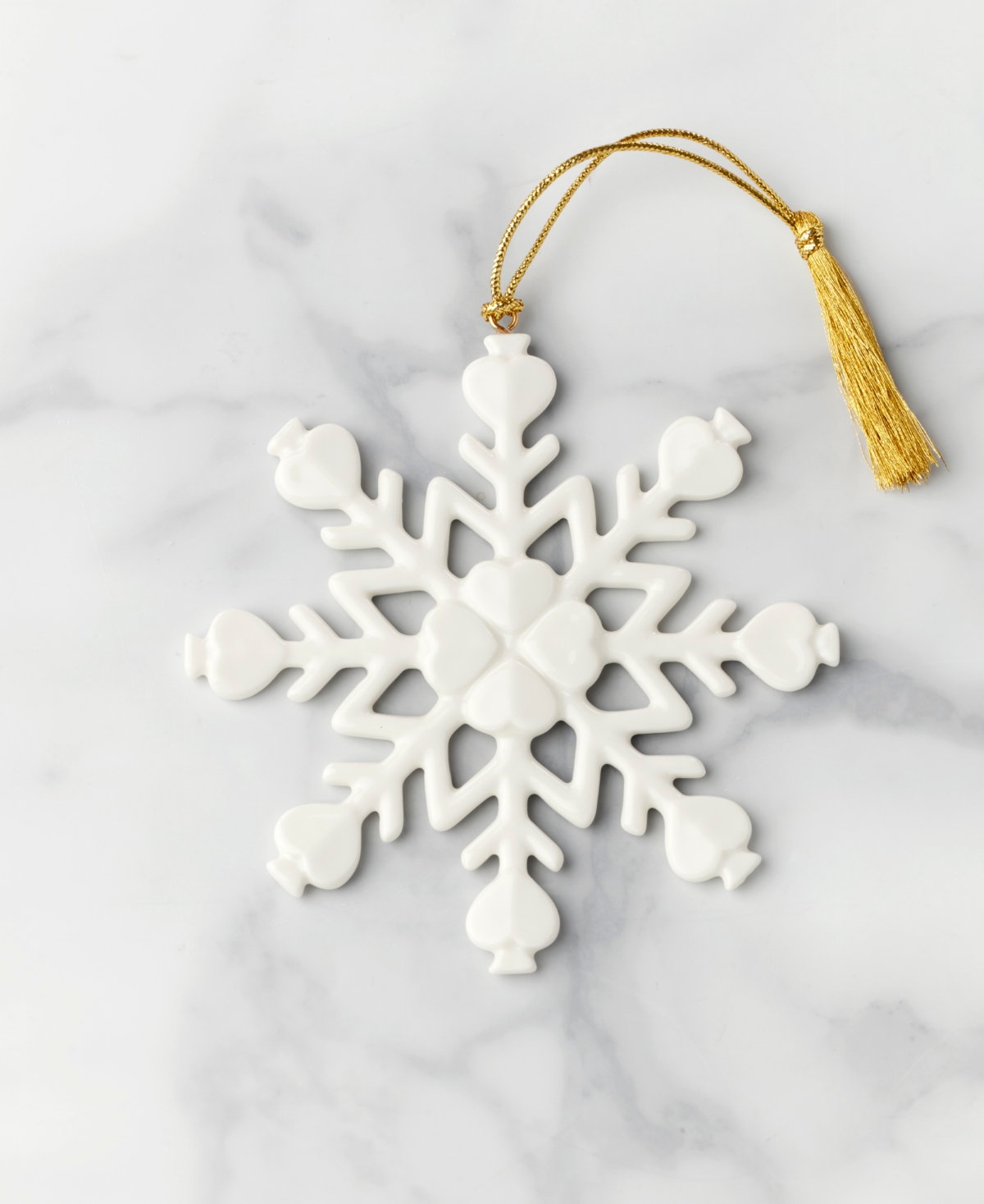Kate Spade Be Jolly Snowflake Ornament In White