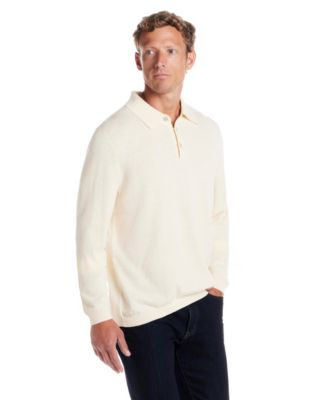 Men's Cotton Cashmere Long Sleeve Polo Sweater